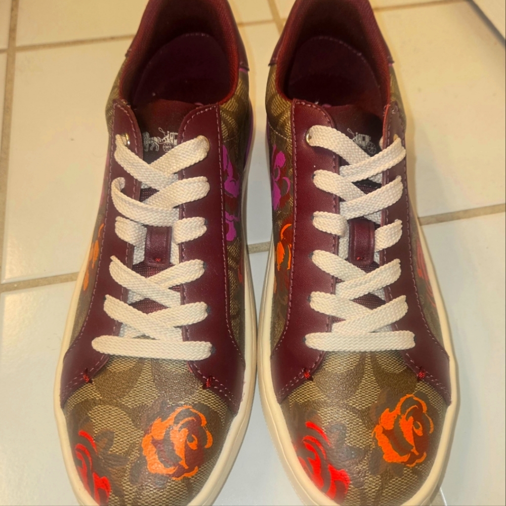 Coach Logo Flowers Sneakers Tennis Shoes